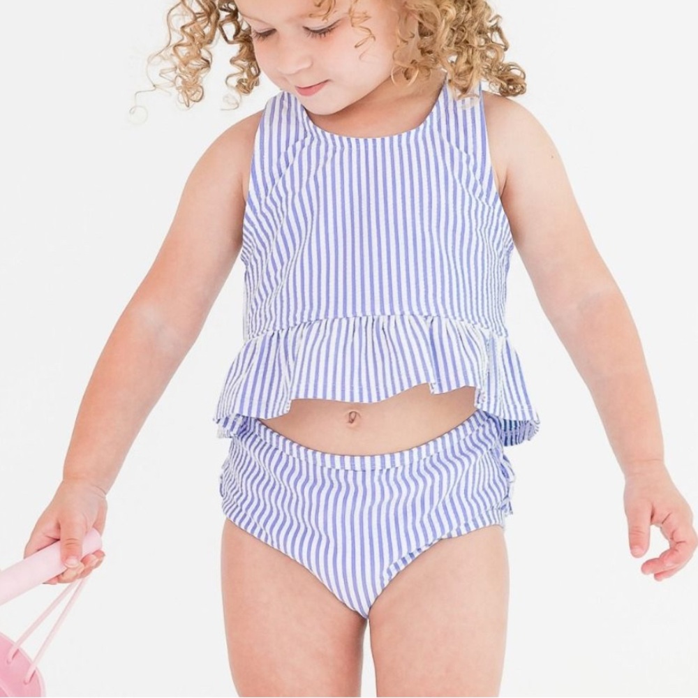 Ruffle Butts Blue and White Striped Underwear